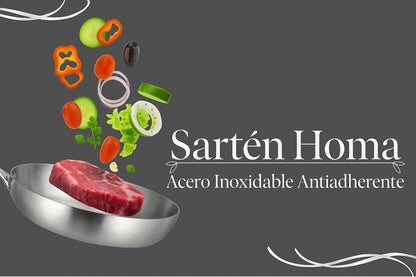 Sartén Acero Inoxidable Antiadherente.